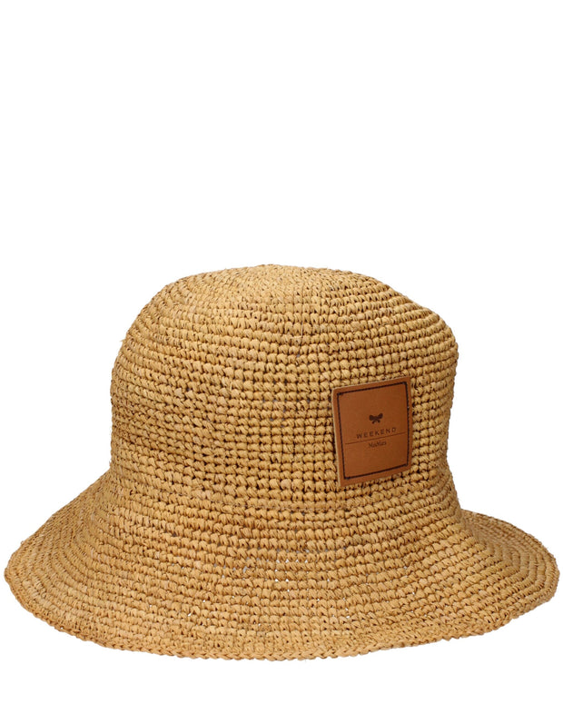 Beige Raffia Bucket Hat