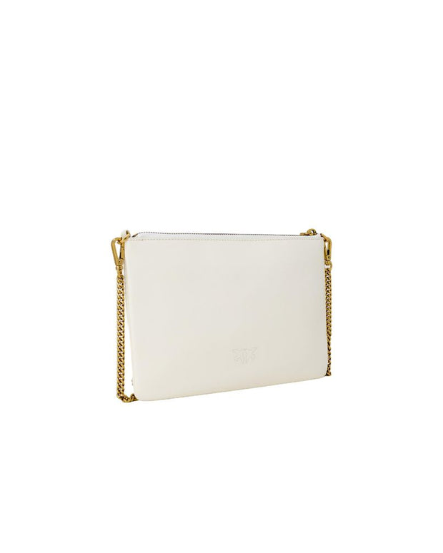 Cream Leather Clutch Bag