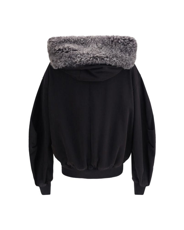 Hooded Sweatshirt with wide fur-trimmed hood