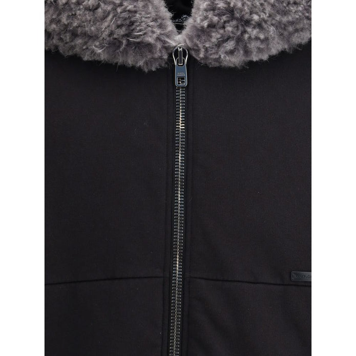 Hooded Sweatshirt with wide fur-trimmed hood
