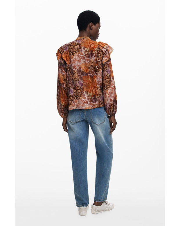 Orange Viscose Women Shirt