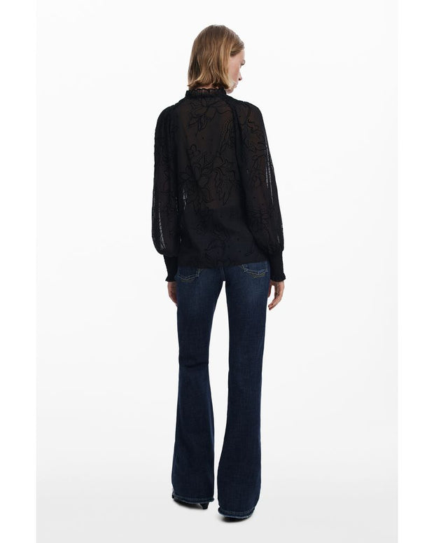 Black Polyester Women Blouse