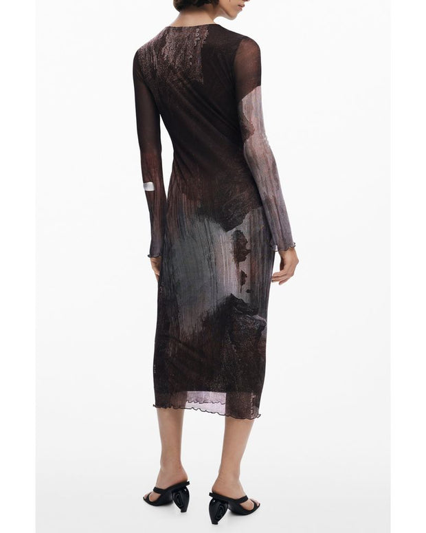 Brown Polyester Women Dress