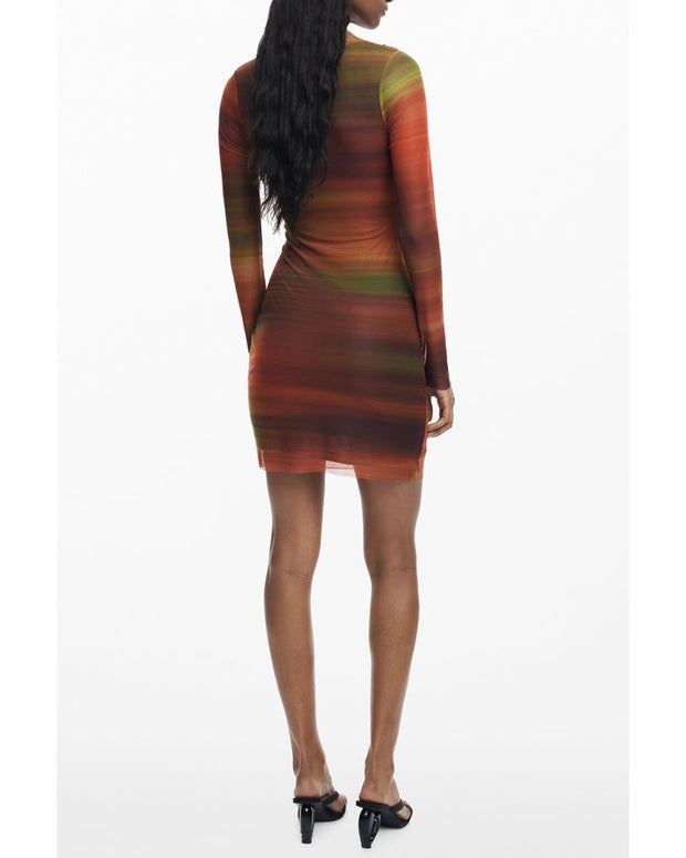 Orange Polyester Women Dress