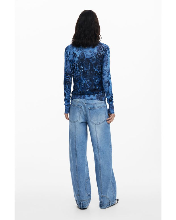 Blue Viscose Women Sweater