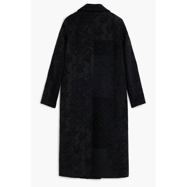 Black Polyester Women Coat