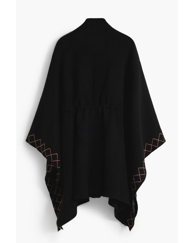 Black Polyester Women Poncho