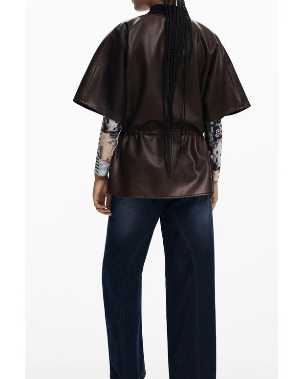 Brown Polyethylene Women Poncho