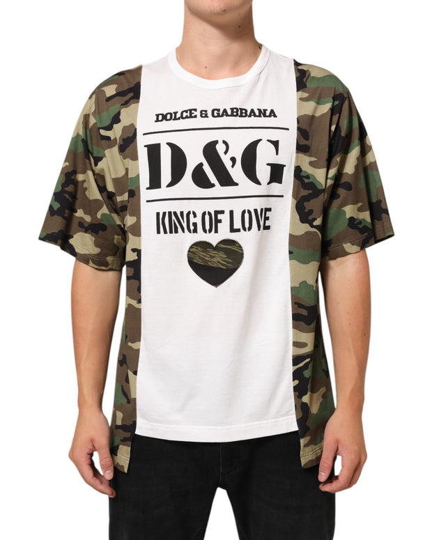 White Logo Camouflage Crew Neck Men T-shirt