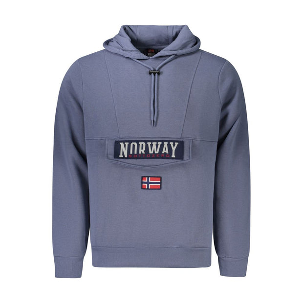 Blue Cotton Men's Hooded Sweater