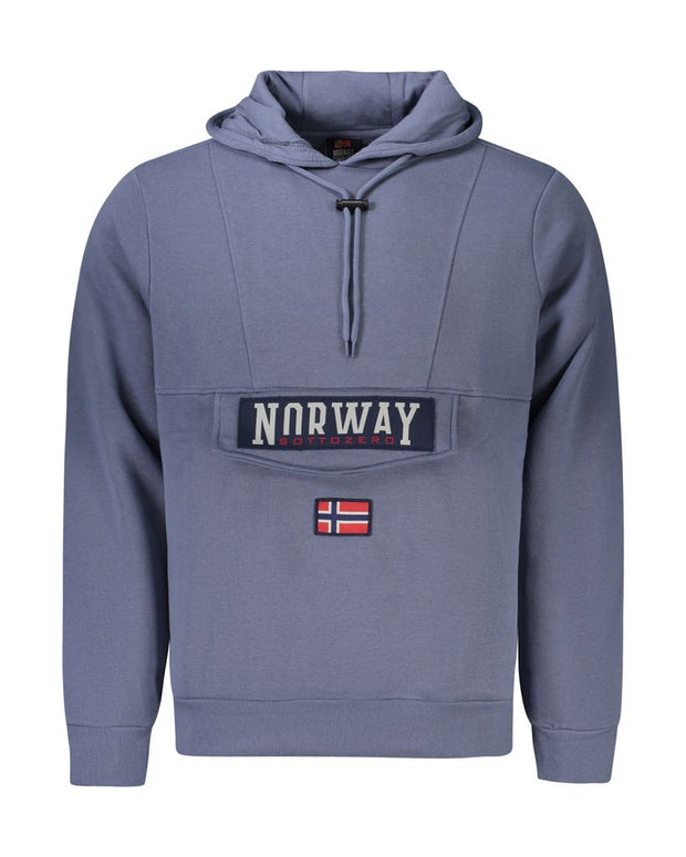 Blue Cotton Men's Hooded Sweater