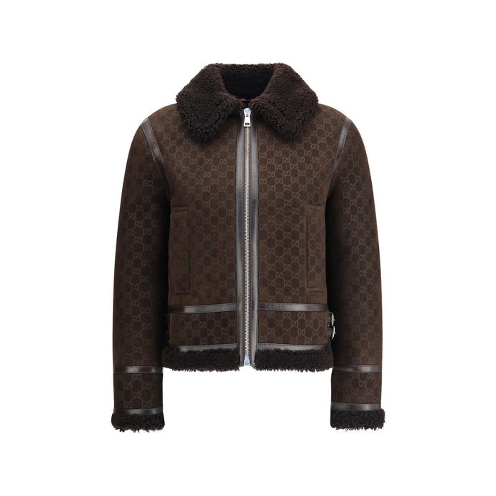 Leather Jacket with GG motif