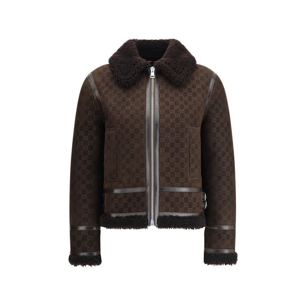 Leather Jacket with GG motif