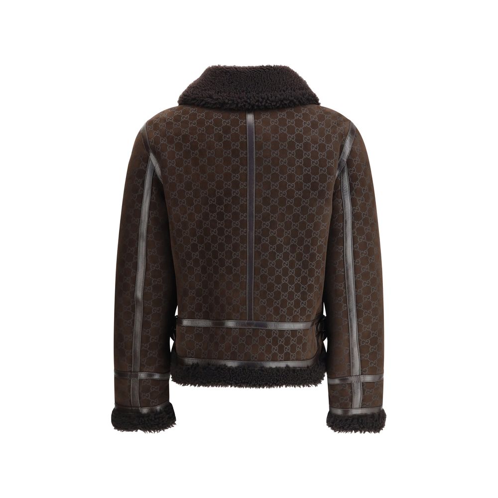 Leather Jacket with GG motif
