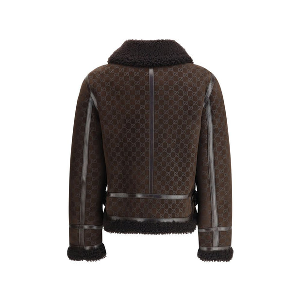 Leather Jacket with GG motif