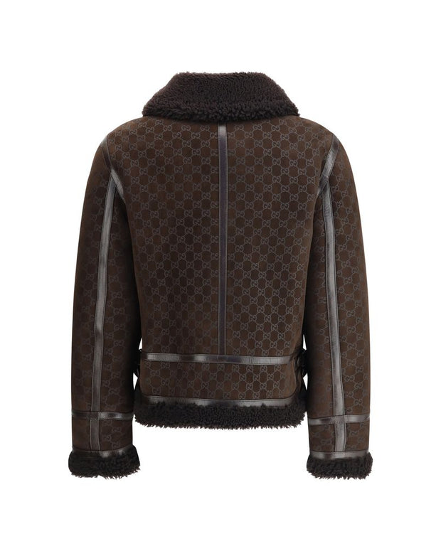 Leather Jacket with GG motif