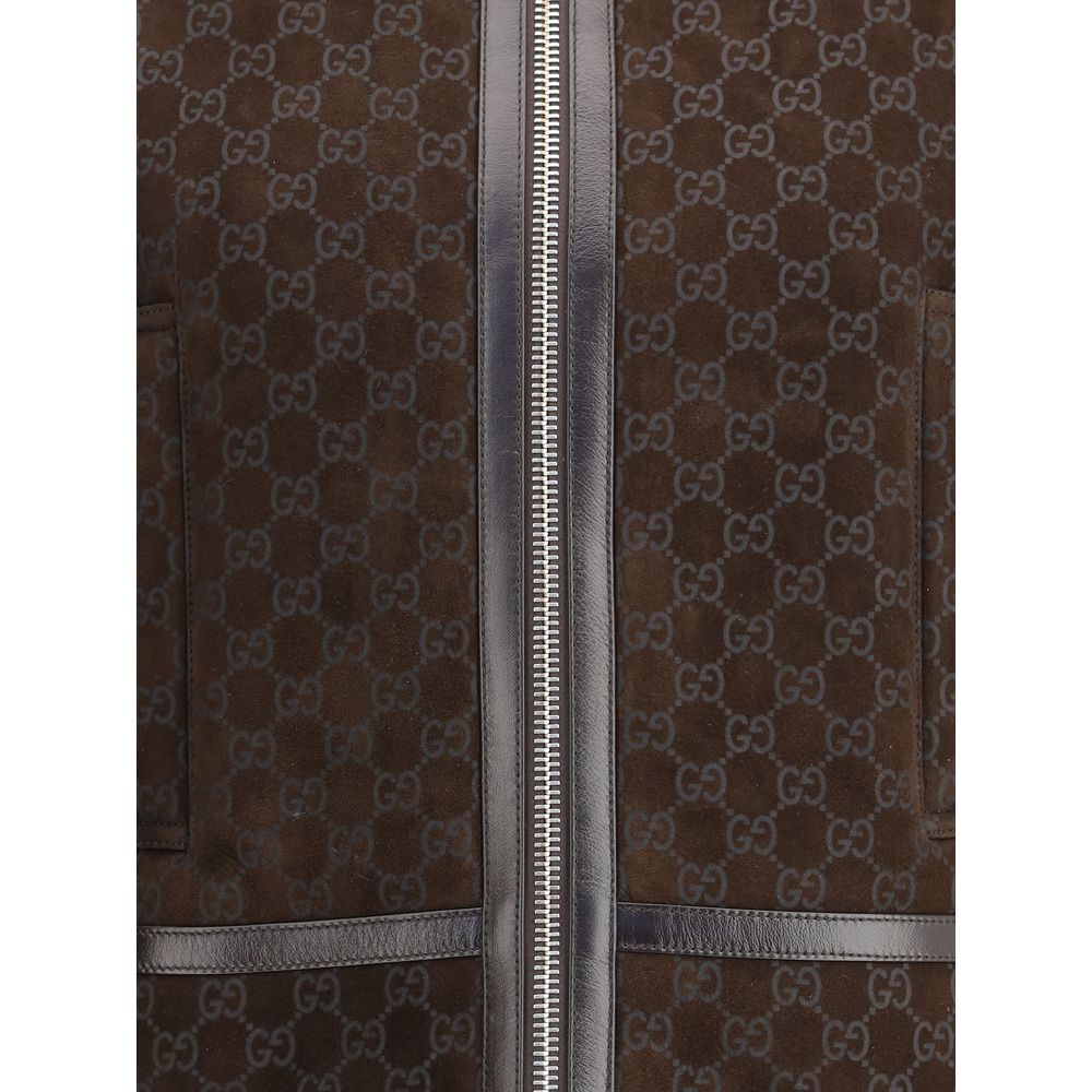 Leather Jacket with GG motif