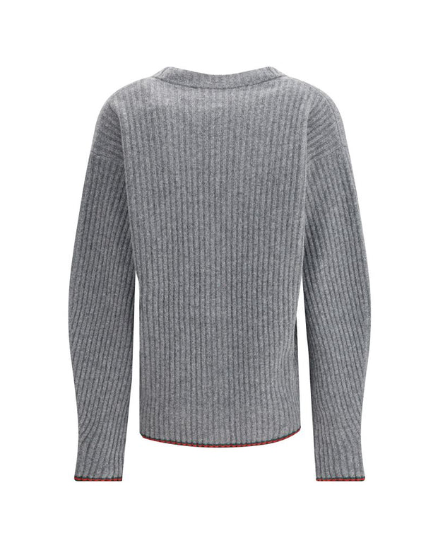 Ribbed Knit Wool Cardigan