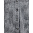 Ribbed Knit Wool Cardigan