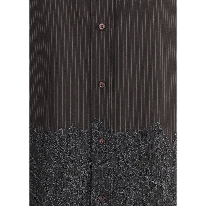 Pinstripe Wool and Lace Shirt