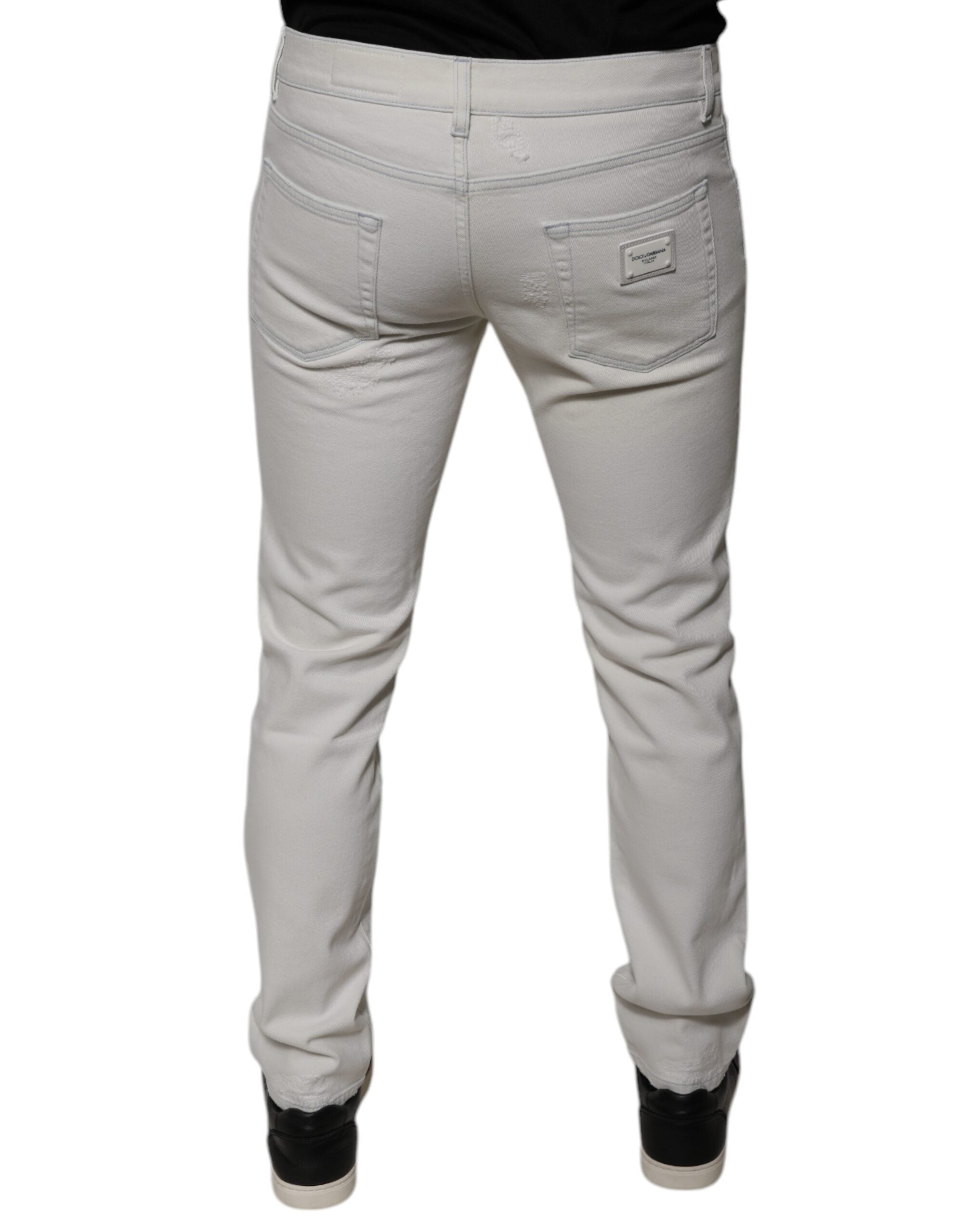 White Cotton Stretch Skinny Men Denim Jeans