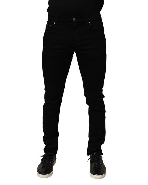 Black Cotton Stretch Slim Fit Men Denim Jeans