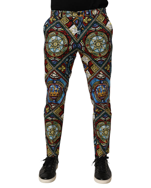 Multicolor Stained Glass Window Style Print Men Pants
