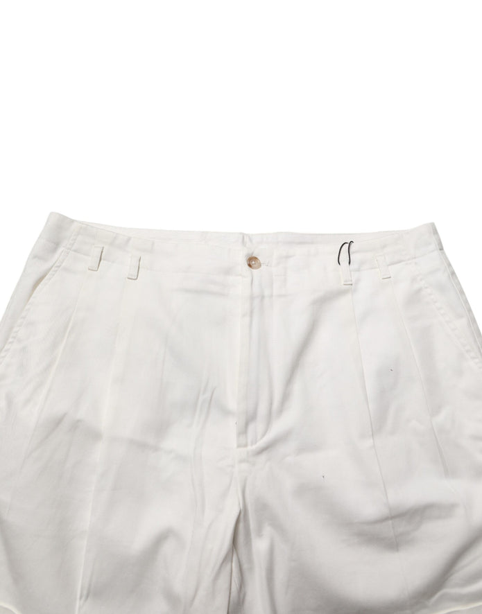 White Cotton Mid Waist Men Bermuda Shorts