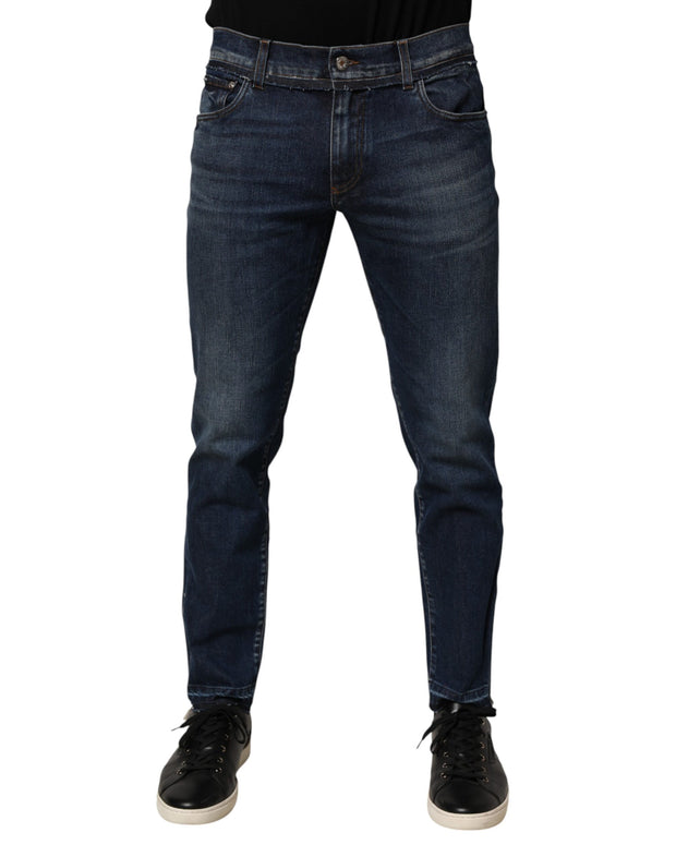 Blue Cotton Stretch Skinny Men Denim Jeans