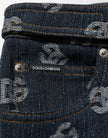 Blue Logo Print Straight Denim Men Jeans