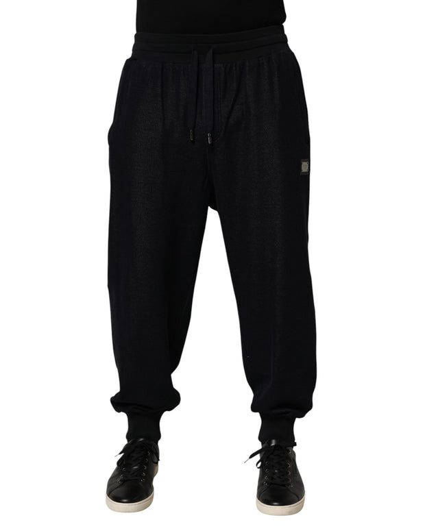 Black Cotton Blend Drawstring Jogger Jogger Pants