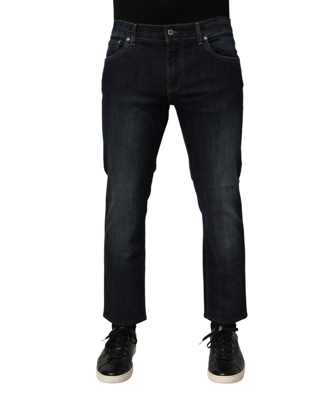 Dark Blue Cotton Skinny Men Denim Jeans