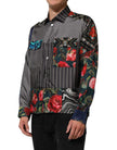 Multicolor Patchwork Long Sleeves Silk Shirt