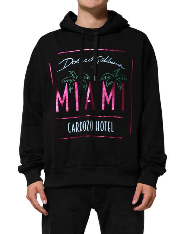 Black Printed Hooded Men Sweatshirt Sweater