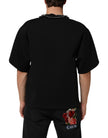 Black Polyester Necklace Embellished T-shirt