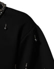 Black Polyester Necklace Embellished T-shirt