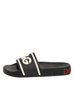 Black Rubber Slides Sandals Beachwear Shoes