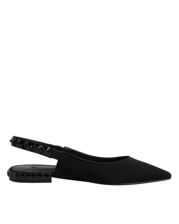 Black Crystal Charmeuse Slingback Shoes