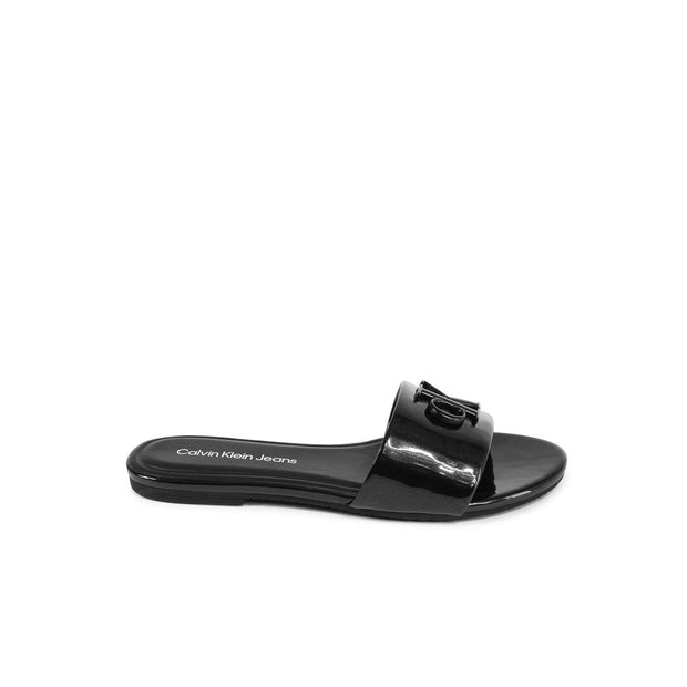 Black Polyester Slippers Sandal