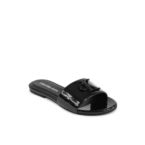 Black Polyester Slippers Sandal