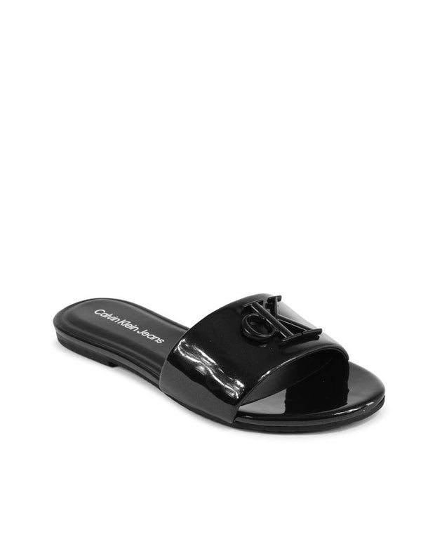 Black Polyester Slippers Sandal