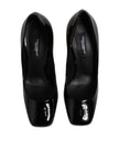 Black Gold Patent Leather Logo Heels Pumps Shoes