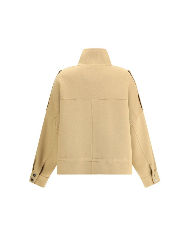 Double Wool-blend fabric Caban with high collar