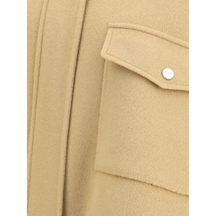 Double Wool-blend fabric Caban with high collar