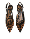 Brown Leopard Calfskin Fur Slingbacks Shoes