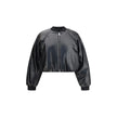 Cropped bomber with a leather-effect