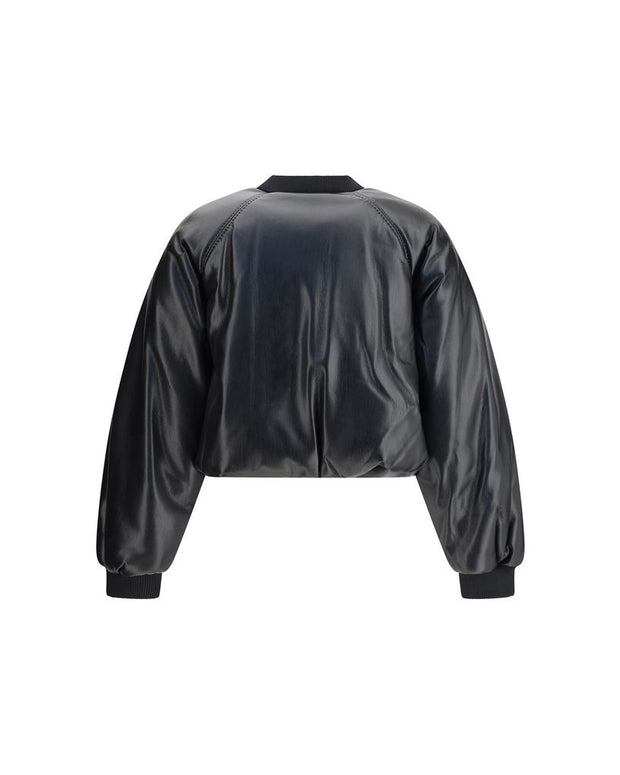 Cropped bomber with a leather-effect