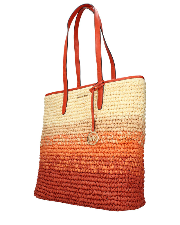 Orange Raffia Shoulder Bags