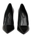 Black Leather Stiletto Heels Pumps Shoes