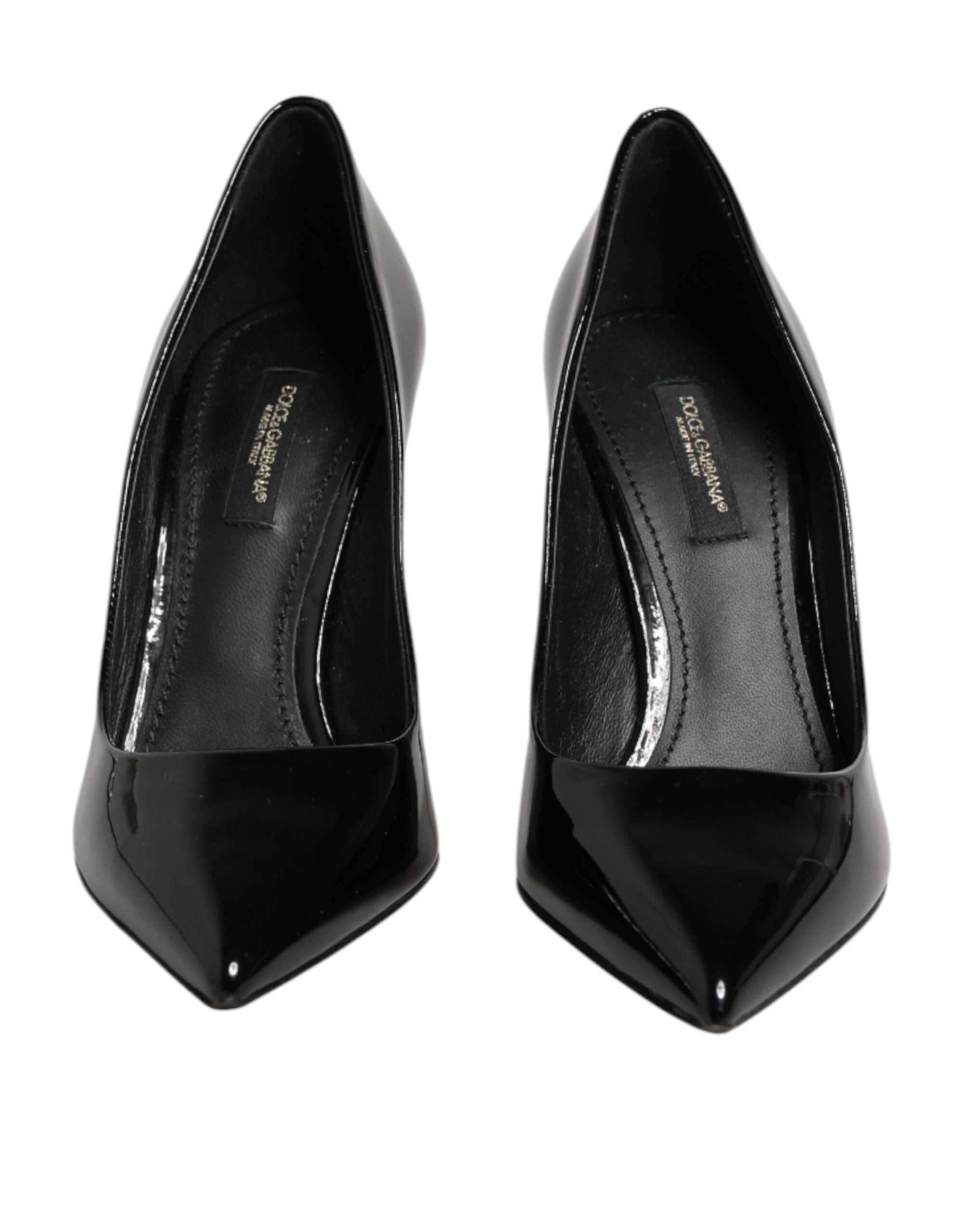 Black Leather Stiletto Heels Pumps Shoes